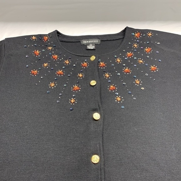 Vintage Nonpareil Embroidered Buttoned Sweater Size Large Black - Picture 9 of 13